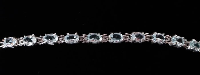 5.0CTW AQUAMARINE STERLING SILVER LADIES BRACELET