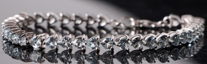 5.4CTW AQUAMARINE STERLING SILVER HEART BRACELET