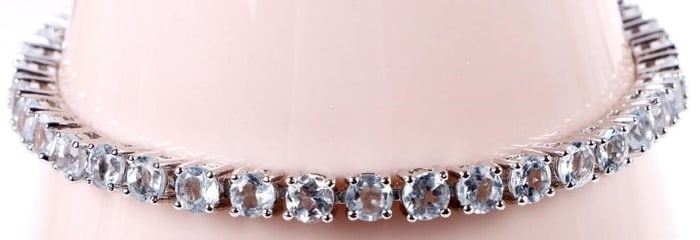 9.75CTW AQUAMARINE STERLING SILVER LADIES BRACELET