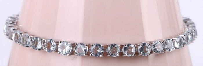 9.75CTW AQUAMARINE STERLING SILVER LADIES BRACELET