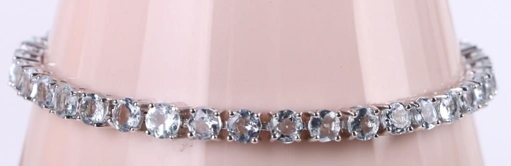 9.75CTW AQUAMARINE STERLING SILVER LADIES BRACELET (1 of 4)