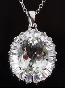 3.87CT AQUAMARINE & 3.2CTW WHITE TOPAZ NECKLACE