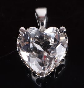 6CT AQUAMARINE HEART SHAPED STERLING PENDANT