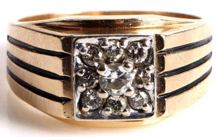 14K YELLOW GOLD MENS DIAMOND RING ~0.60CTW