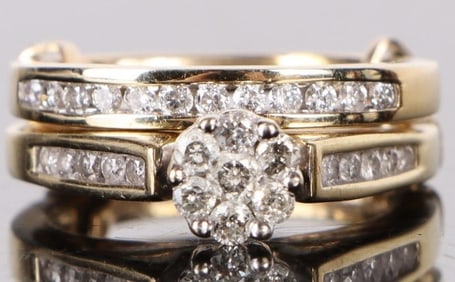 14K YELLOW GOLD DIAMOND LADIES ENGAGEMENT RING SET