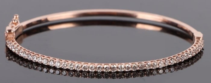 DSL 14K ROSE GOLD NATURAL DIAMOND LADIES BANGLE