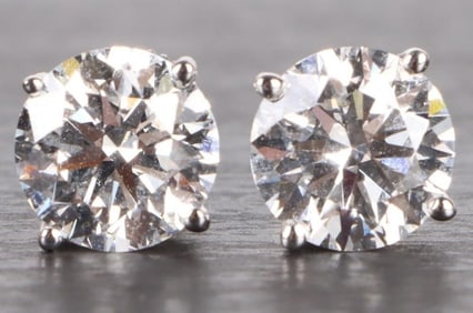 IGI 4.12CTW VS1 DIAMOND 14K WHITE GOLD EARRINGS