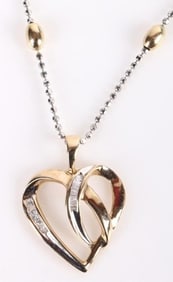 10K YELLOW GOLD HEART DIA PENDANT W 14K GOLD CHAIN
