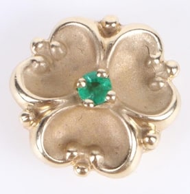 10K YELLOW GOLD CLOVER EMERALD SLIDING PENDANT