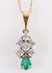 14K & 18K YELLOW GOLD DIAMOND EMERALD NECKLACE