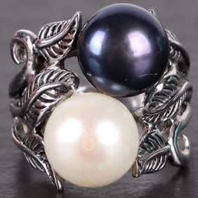 9.6-9.4MM WHITE & PURPLE PEARL STERLING RING