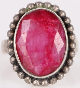 12X15MM NATURAL PINK RUBY STERLING SILVER RING