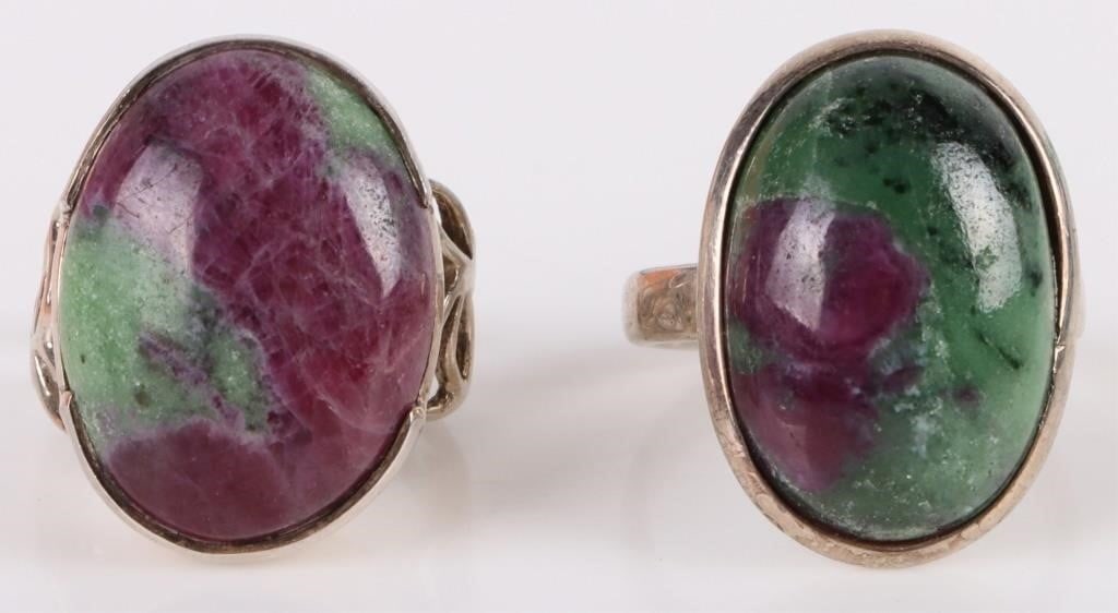 RUBY ZOISITE CABOCHON STERLING SILVER RINGS (1 of 2)