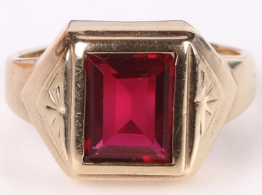 10K YELLOW GOLD RUBY UNISEX RING