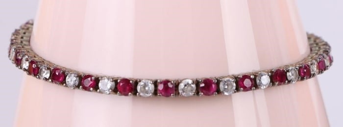 GENUINE RUBY STERLING SILVER LADIES BRACELET