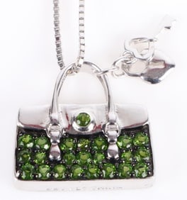 PERIDOT PURSE PENDANT & STERLING SILVER NECKLACE