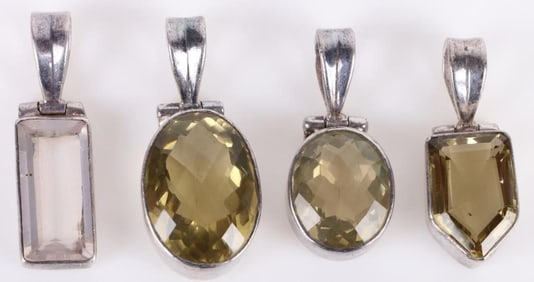 STERLING SILVER SPINEL NECKLACE CHARMS LOT OF 4