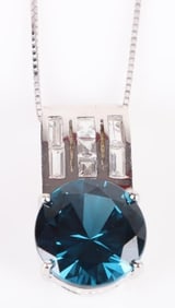 6CT BLUE SPINEL WITH WHITE TOPAZ NECKLACE