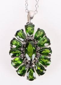 GREEN SPINEL STERLING SILVER LADIES NECKLACE