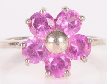 2.5CTW BRIGHT PINK SAPPHIRE STERLING SILVER RING