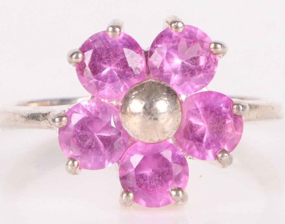 2.5CTW BRIGHT PINK SAPPHIRE STERLING SILVER RING (1 of 1)