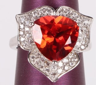 10MM ORANGE TRILLION SAPPHIRE STERLING RING