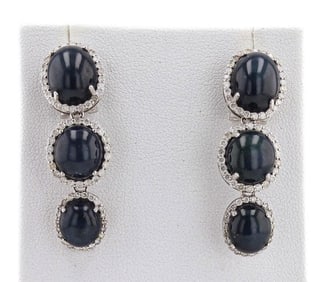 43.81CTW SAPPHIRE & 1.88CTW DIA 14K GOLD EARRINGS