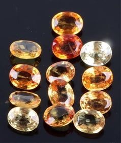 5.94CTW NATURAL YELLOW - ORANGE OVAL CUT SAPPHIRES