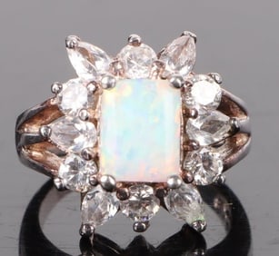 STRONG FLASH OPAL LADIES STERLING SILVER RING
