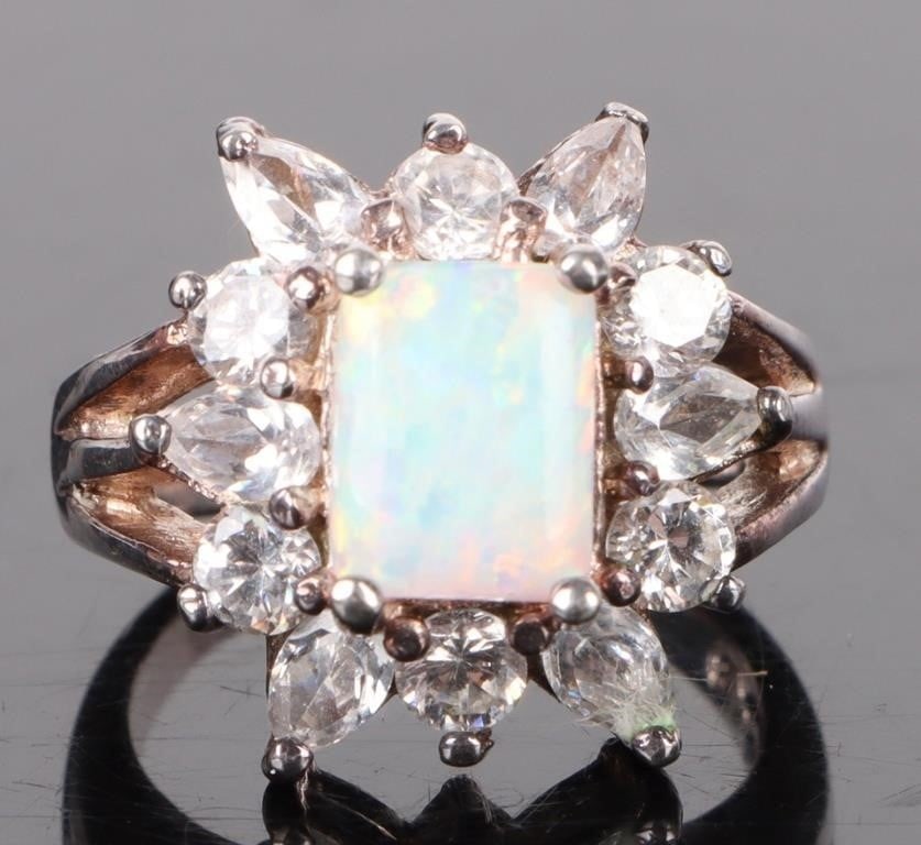STRONG FLASH OPAL LADIES STERLING SILVER RING (1 of 3)