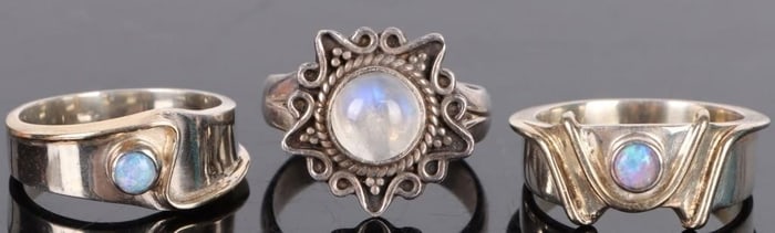 MOONSTONE & OPAL STERLING SILVER LADIES RINGS