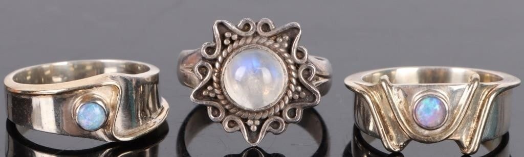MOONSTONE & OPAL STERLING SILVER LADIES RINGS (1 of 2)