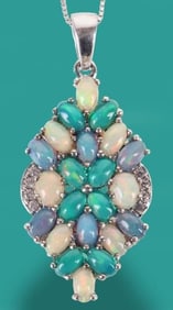 STERLING SILVER MULTICOLOR OPAL NECKLACE