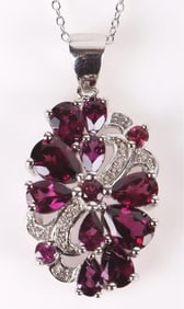 PURPLE TOURMALINE & TOPAZ LADIES PENDANT NECKLACE
