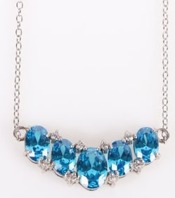 2.75CTW BLUE TOURMALINE STERLING NECKLACE
