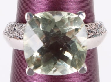 10MM LIGHT GREEN TOURMALINE STERLING SILVER RING
