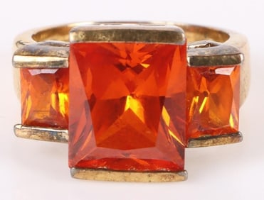 4.5CTW ORANGE TOURMALINE LADIES STERLING RING