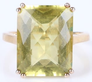 RECTANGLE ROSE CITRINE LADIES STERLING SILVER RING