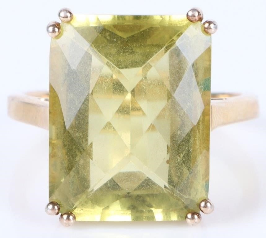 RECTANGLE ROSE CITRINE LADIES STERLING SILVER RING (1 of 4)