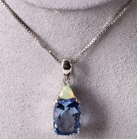 TOPAZ & OPAL STERLING SILVER LADIES NECKLACE