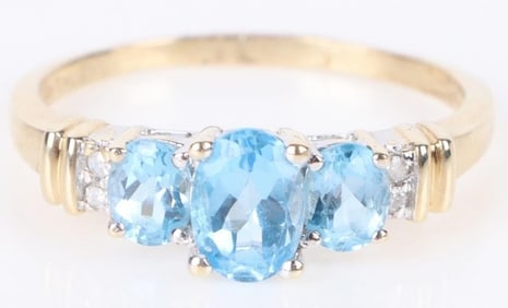 DIAMOND & BLUE TOPAZ 10K GOLD LADIES RING