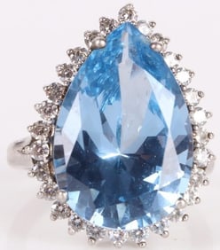 LARGE 13X20MM BLUE TOPAZ STERLING SILVER RING