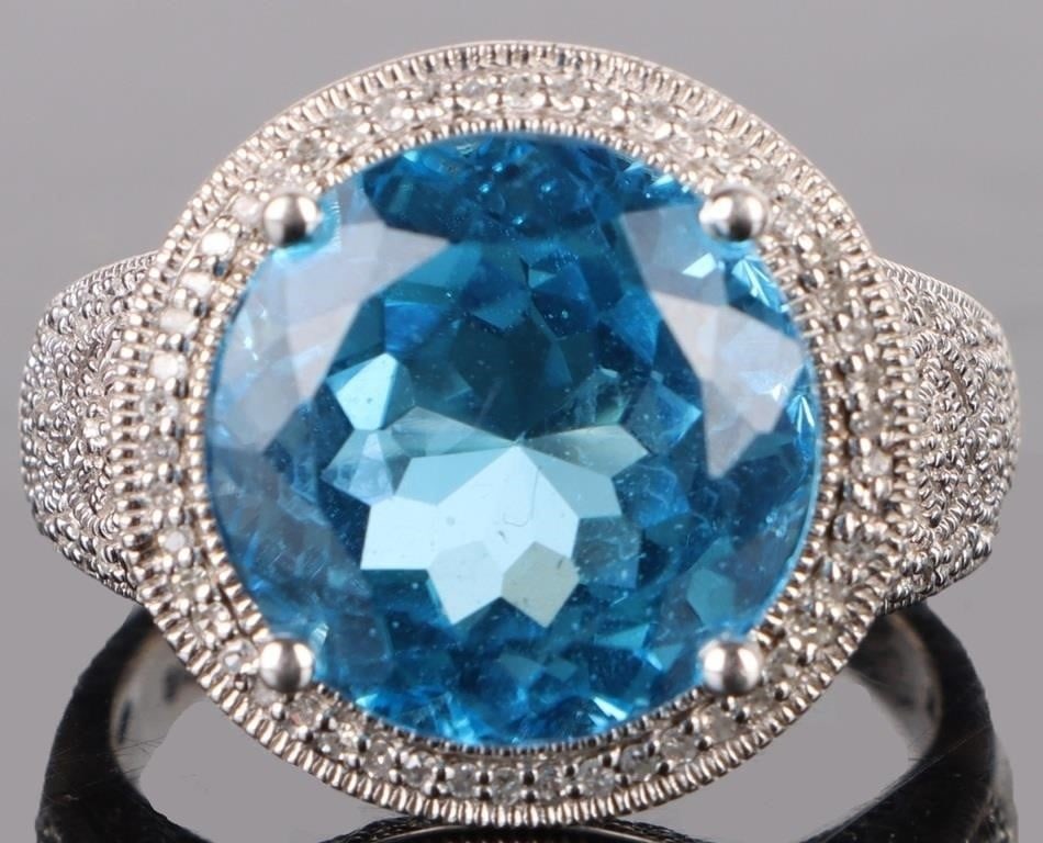 6CT BLUE TOPAZ STERLING SILVER LADIES RING (1 of 3)