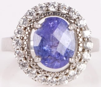 2.5CT PURPLE TANZANITE & TOPAZ STERLING RING