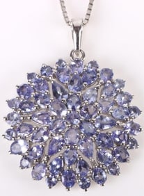 STERLING SILVER TANZANITE COCKTAIL NECKALCE