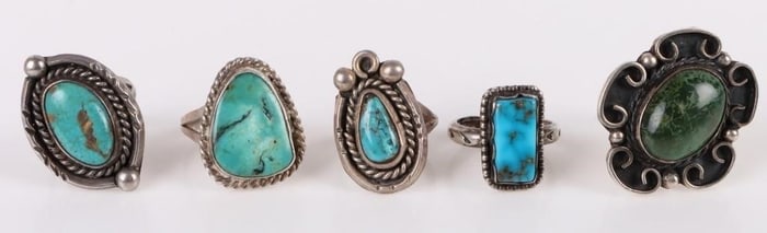 TURQUOISE NAVAJO SOUTHWEST STERLING SILVER RINGS