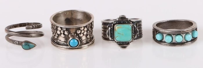 TURQUOISE SOUTHWEST STERLING SILVER LADIES RINGS