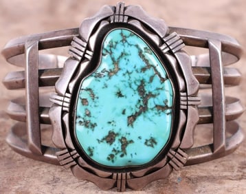 LARGE SOUTHWEST TURQUOISE STERLING CUFF