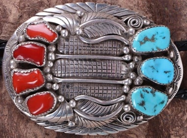 SOUTHWEST NAVAJO STERLING SILVER MEN'S BOLO TIE