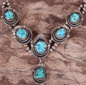 J. NEZZIE SOUTHWEST NAVAJO TURQUOISE NECKLACE